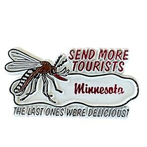 Vintage Minnesota Novelty Mosquito Magnet Send More Visitors White Red Funny